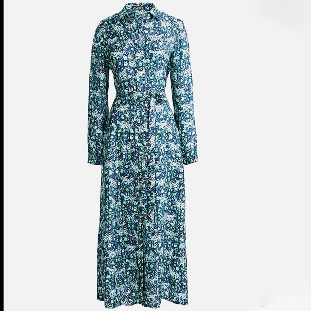 NWT- J Crew Button-front midi dress in fauna floral-size 12
